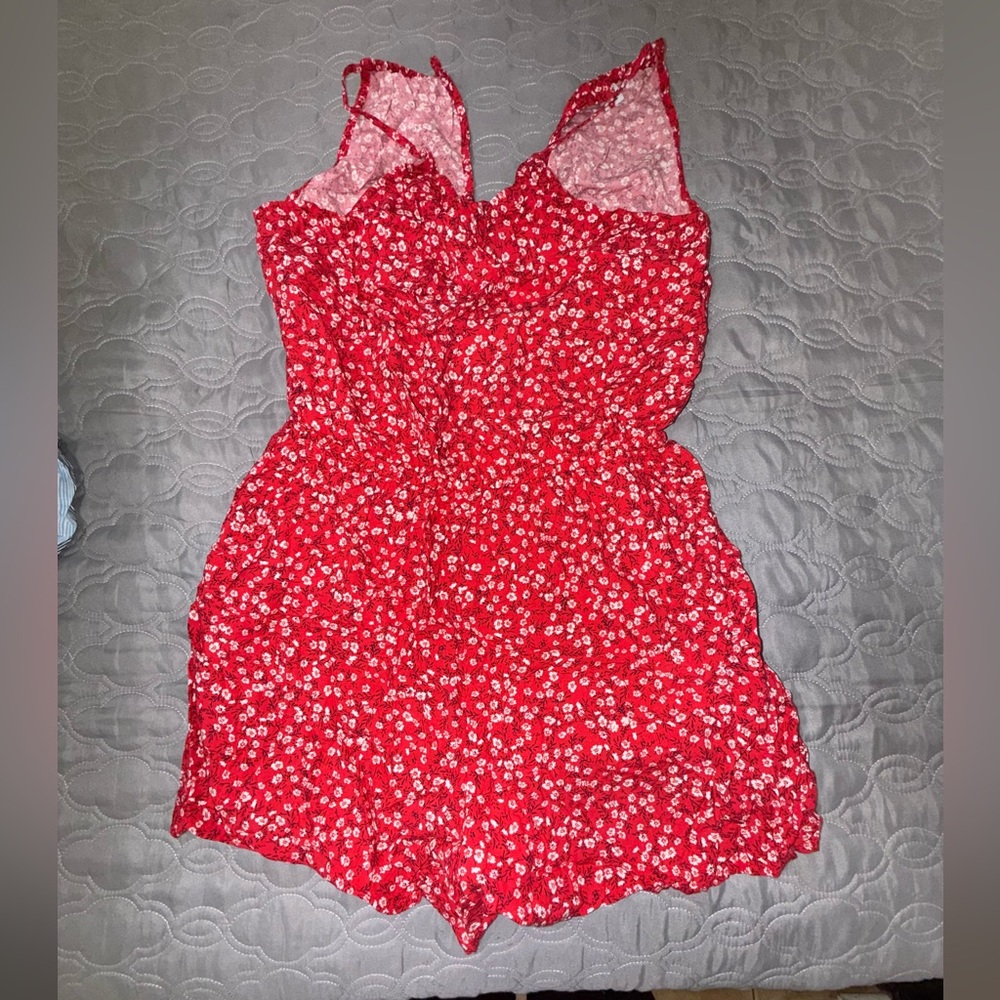 Old Navy Red Floral Jumpsuit